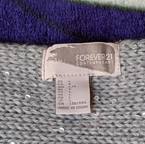 Forever 21 Large Gray Knit Top with Silver Sequins - Picture 6 of 7